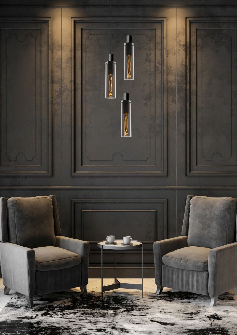 Lucide ORLANDO - Závesné svietidlo - Ø 32 cm - 3xE27 - Smoke Grey